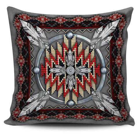 GB-NAT00023-02 Naumaddic Arts Gray Native American Pillow Covers