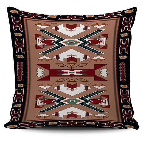 GB-NAT0002 Orange Geometric Native American Pillow Covers
