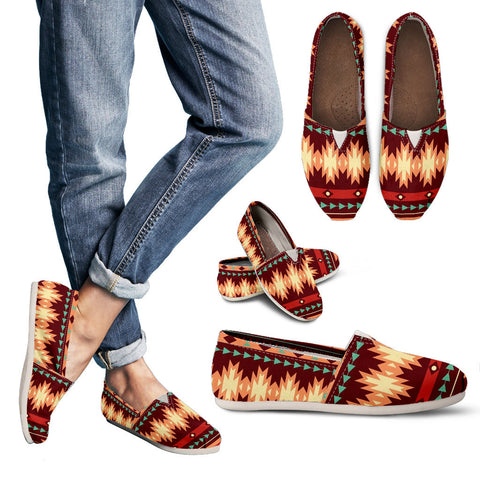 GB-NAT00510 Red Ethnic Pattern Women's Casual Shoes