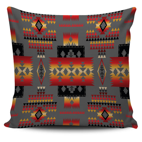 GB-NAT00046-11 Gray Tribe Pattern Native American Pillow Cover