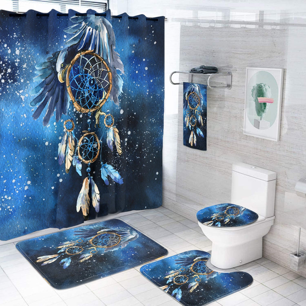 GB-NAT00065 Blue Galaxy Dreamcatcher Native  Bathroom Set
