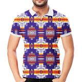 GB-NAT0004 Purple Pattern Native American Polo T-Shirt 3D