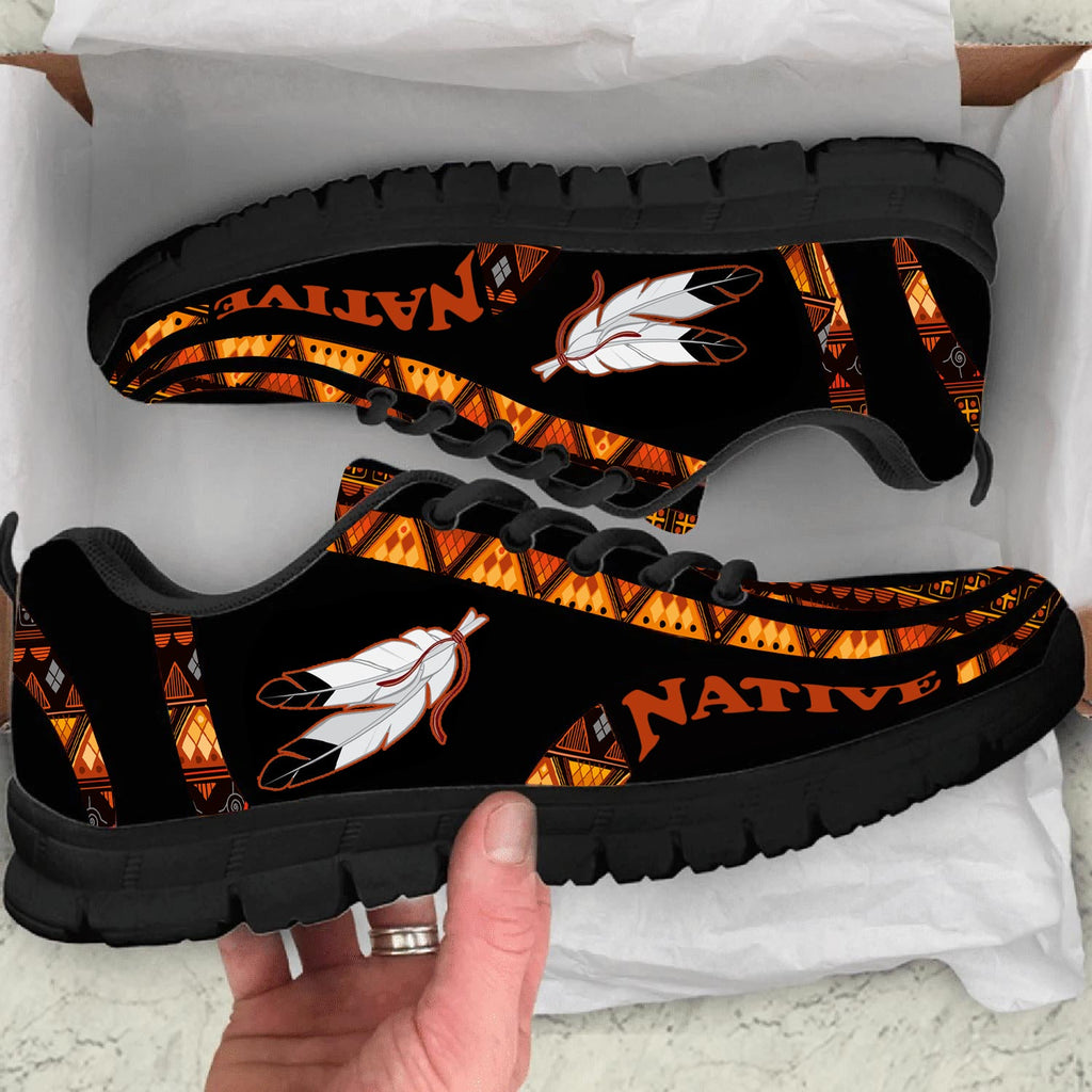 SNK0017 Orange Pattern Feather Native Sneaker