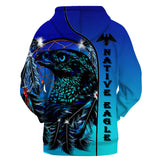 GB-NAT00439 Blue Eagle Dream Catcher Native 3D Hoodie