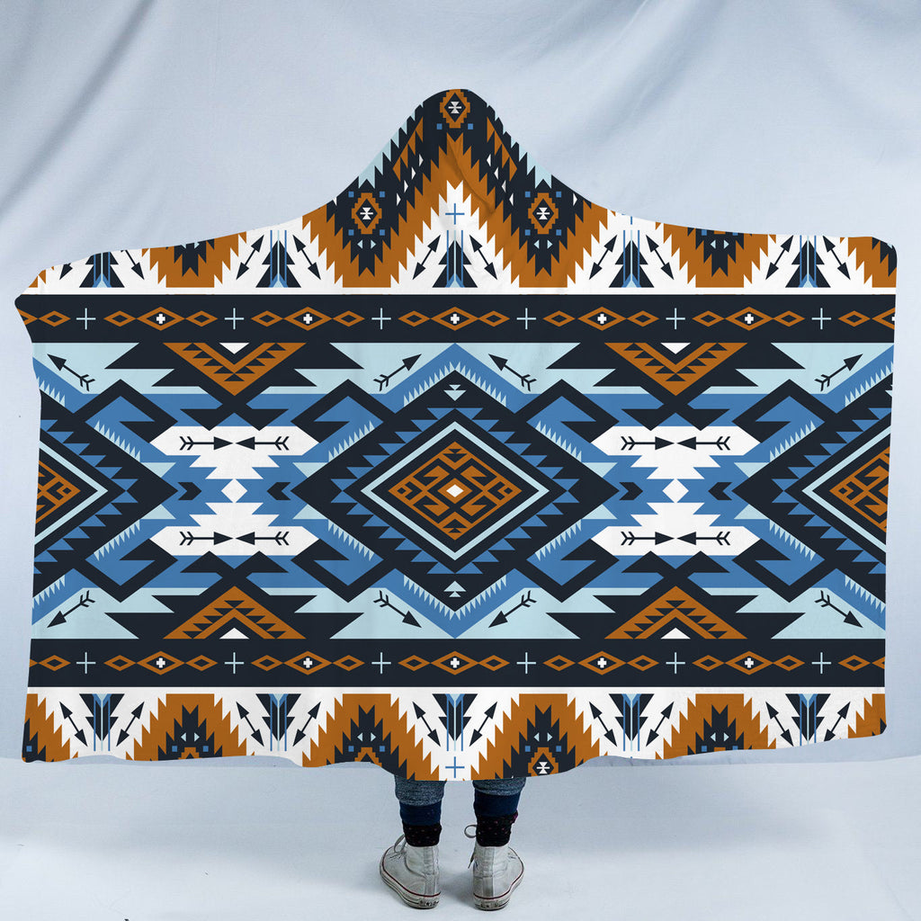 GB-NAT00613 Retro Colors Tribal Seamless Hooded Blanket
