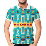 GB-NAT00062-05 Turquoise Tribe Design Native American Polo T-Shirt 3D