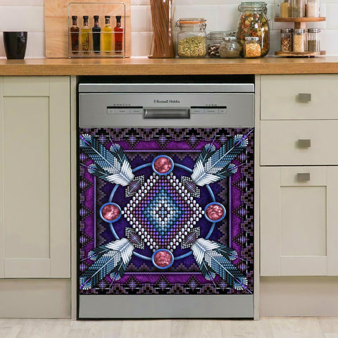 GB-NAT00023-03 Naumaddic Arts Dark Purple Native American Dishwasher Cover