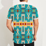GB-NAT00062-05 Turquoise Tribe Design Native American Polo T-Shirt 3D