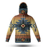 GB-NAT00057 Southwest Blue Symbol Native American 3D Hoodie With Mask