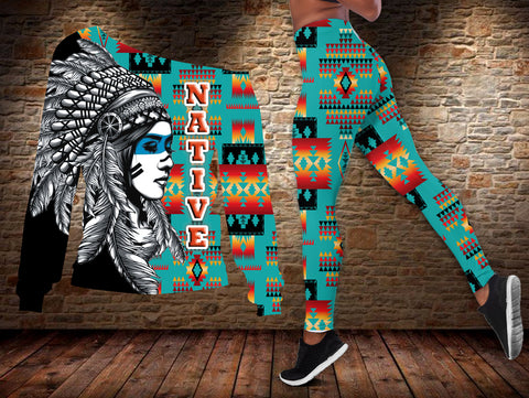 OSL0002 Tribe Design Native American Off-shoulder Sweater Legging Set