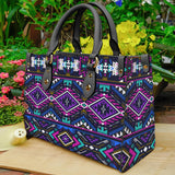 GB-NAT00380 Purple Tribe Pattern Leather Bag