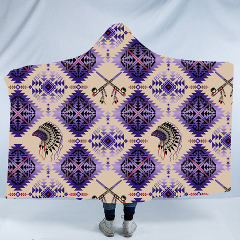GB-NAT00744 Pattern Native American Design Hooded Blanket