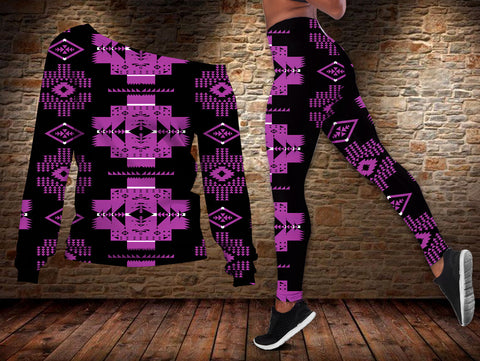 GB-HW00077 Tribe Design Native American Off-shoulder Sweater Legging Set