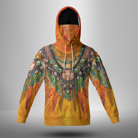 GB-NAT00562 Wolf Necklace Pattern 3D Hoodie With Mask