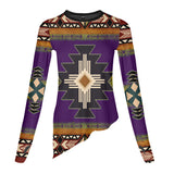 GB-NAT0001-04 Southwest Purple Symbol Native Dance Long Sleeve Tshirt