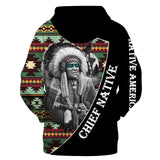 GB-NAT00471 Howling Wolf & Chief Native 3D Hoodie