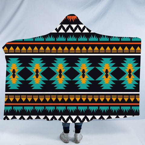 GB-NAT00609 Navajo Geometric Seamless Pattern  Hooded Blanket