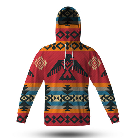 GB-NAT00029 Red Thunderbird Native American 3D Hoodie With Mask