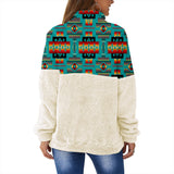 GB-NAT00046-01 Blue Native Tribes Pattern Native American Collar Sweatshirt