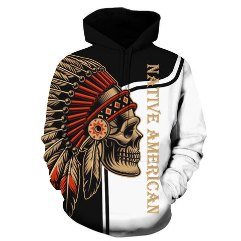 Chief Skull Native American All Over Hoodie