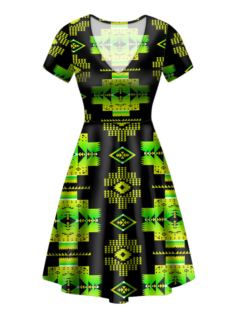 GB-NAT00720-07 Pattern Native V-Neck Dress