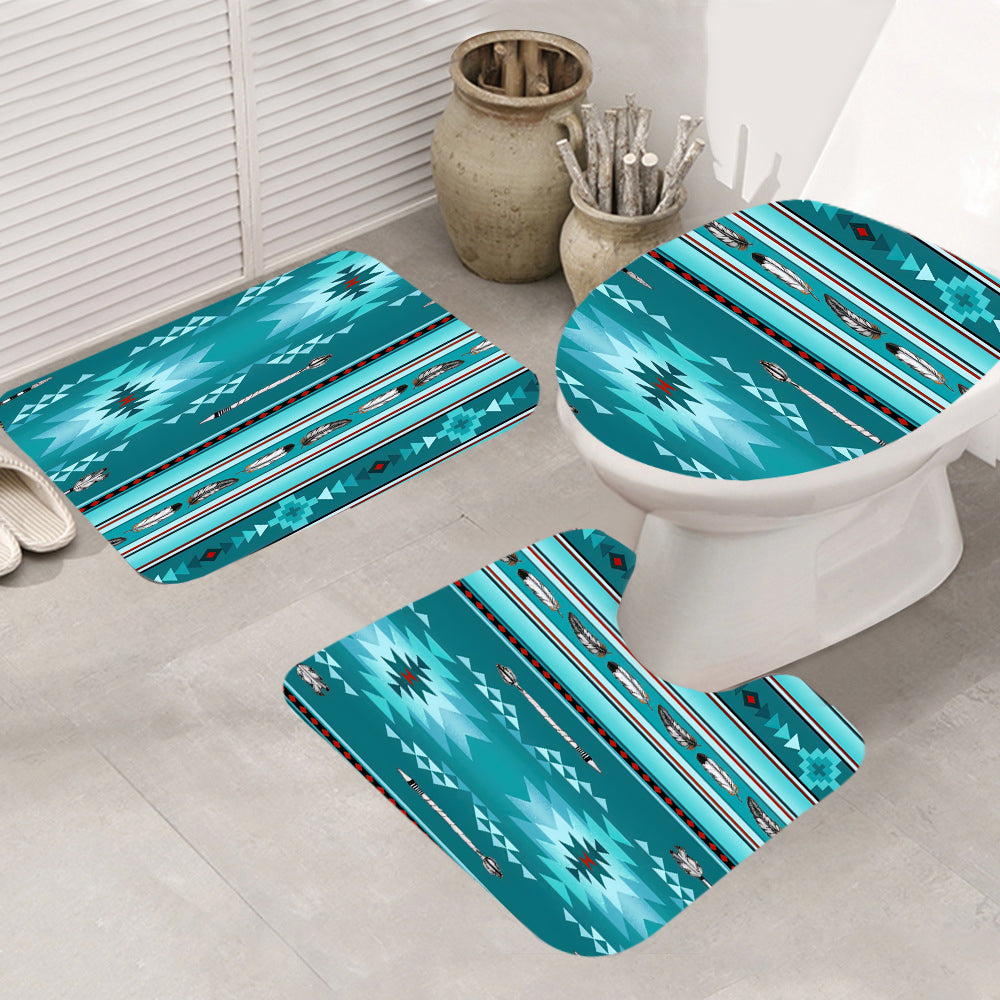 GB-NAT00602  Blue Light Pattern  Bathroom Mat 3 Pieces