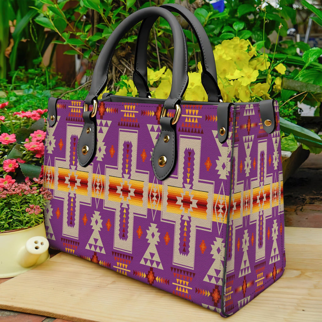 GB-NAT00062-07 Light Purple Design Native Leather Bag