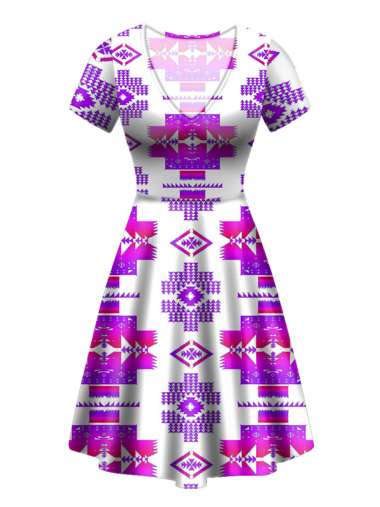 GB-NAT00720-10 Pattern Native V-Neck Dress