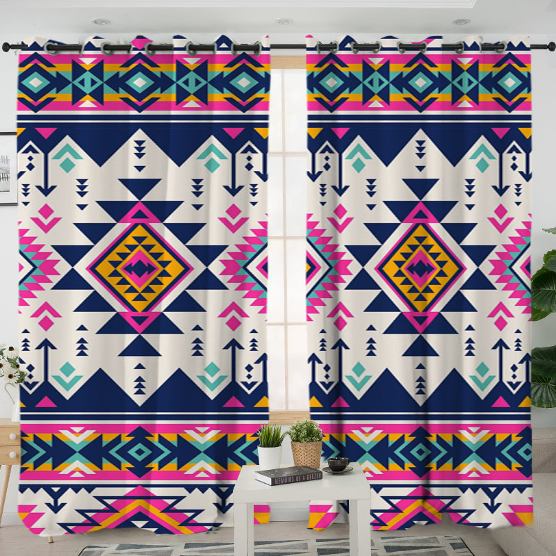 GB-NAT00316 Pink Pattern Native American Living Room Curtain