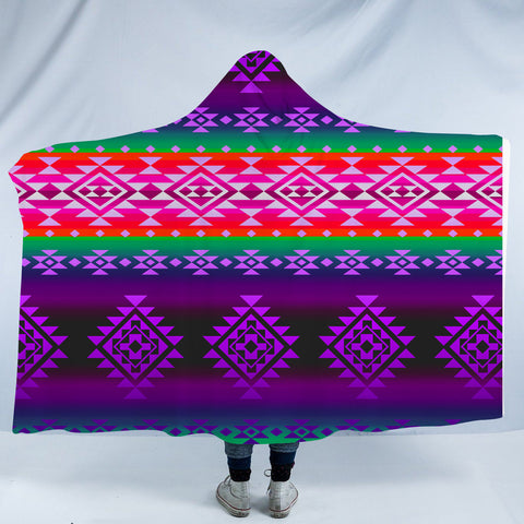 GB-NAT00680 Pattern Native American Design Hooded Blanket