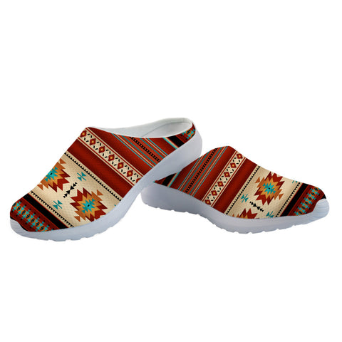 GB-NAT00559-02 Red Native Pattern Mesh Slippers