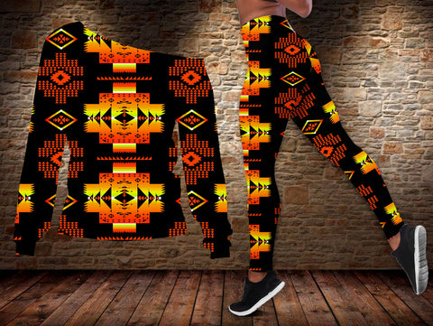 GB-NAT00720-06 Tribe Design Native American Off-shoulder Sweater Legging Set