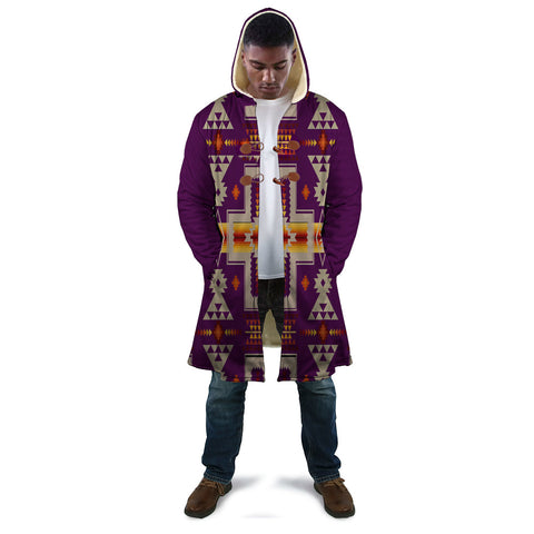 GB-NAT00062-09 Dark Purple Tribe Design Native American Cloak