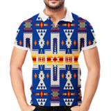 GB-NAT00062-04 Navy Tribe Design Native American Polo T-Shirt 3D