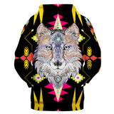 GB-NAT00345 Wolf Full Color Pattern 3D Hoodie