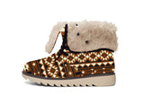 GB-NAT00508 Brown Pattern   Faux Fur- Leather Boots