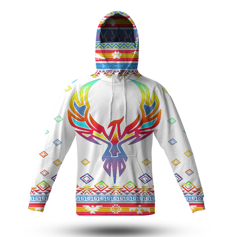 GB-NAT00067 Phoenix Rising Native American 3D Hoodie With Mask
