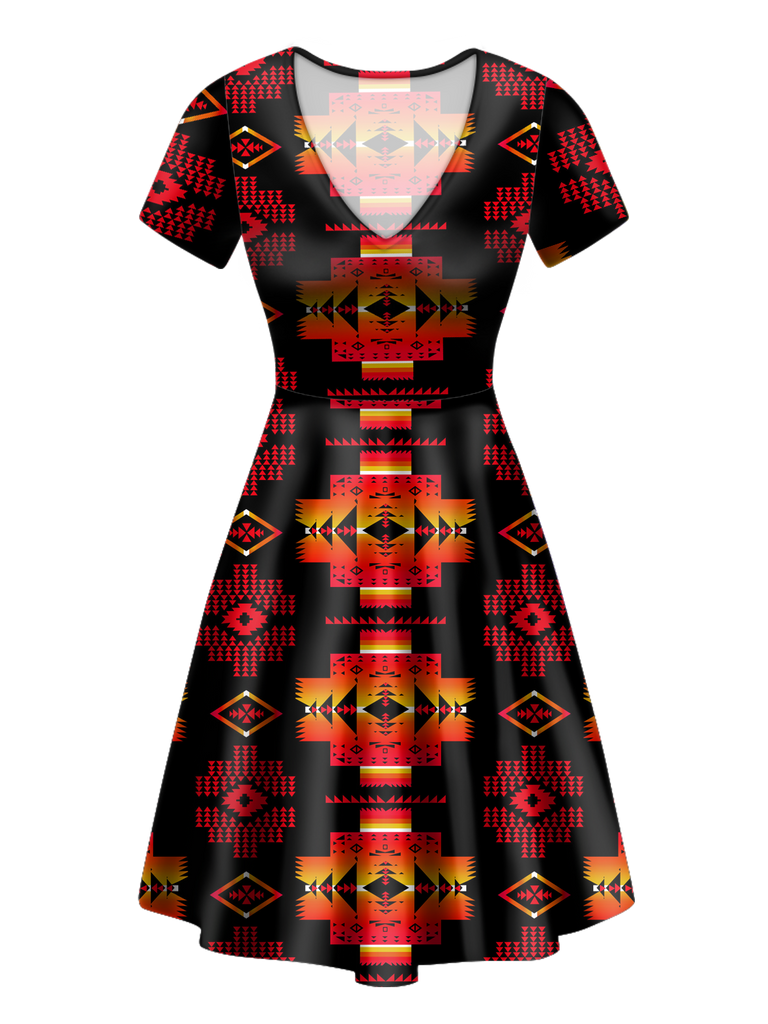 GB-NAT00720-03 Pattern Native V-Neck Dress