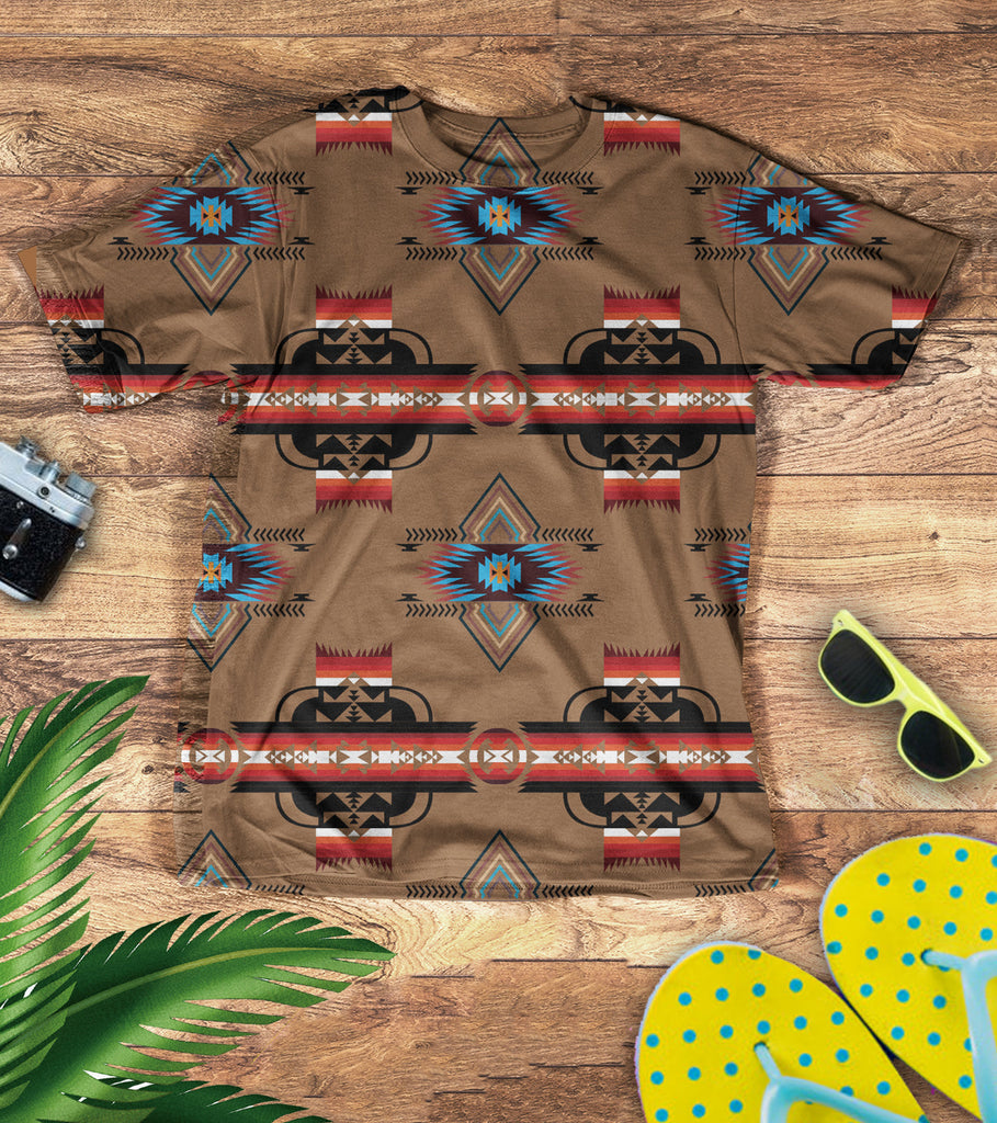 TS0013 Pattern Light Brown Native American 3D T-Shirt