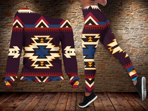GB-NAT00736 Tribe Design Native American Off-shoulder Sweater Legging Set