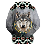 GB-NAT00568 Gray Wolf 3D Hoodie