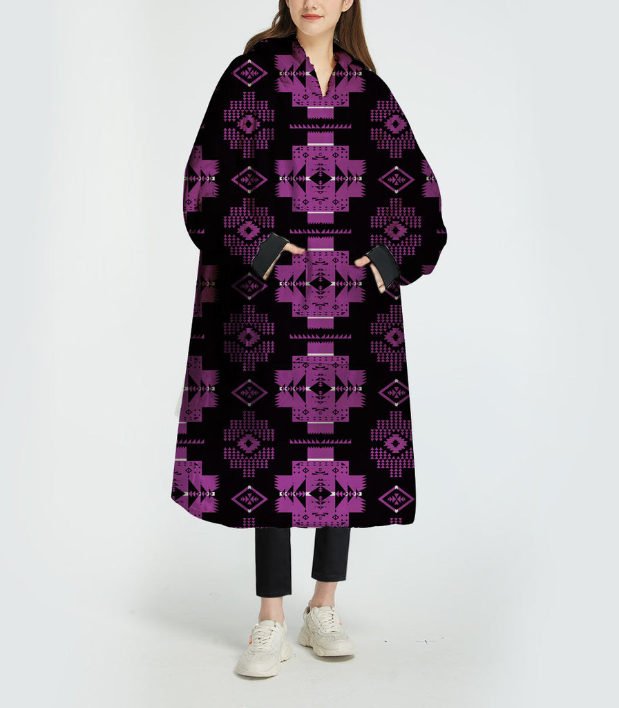 GB-HW00077 Pattern Native 3D Sherpa Hoodie Blanket
