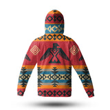 GB-NAT00029 Red Thunderbird Native American 3D Hoodie With Mask