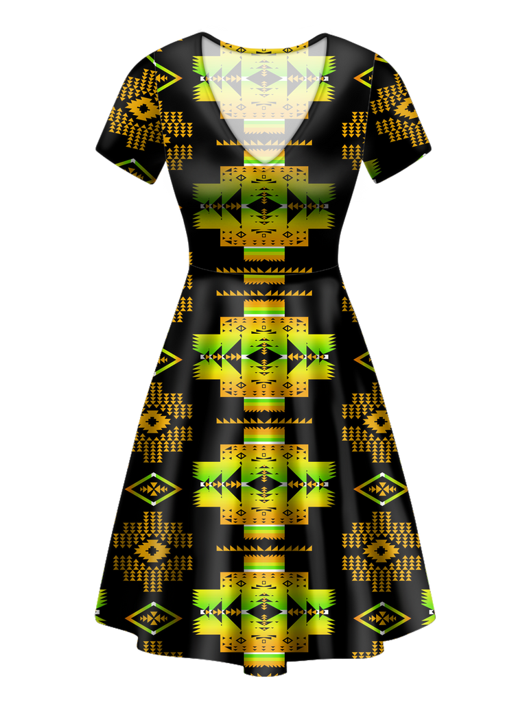 GB-NAT00720-08 Pattern Native V-Neck Dress