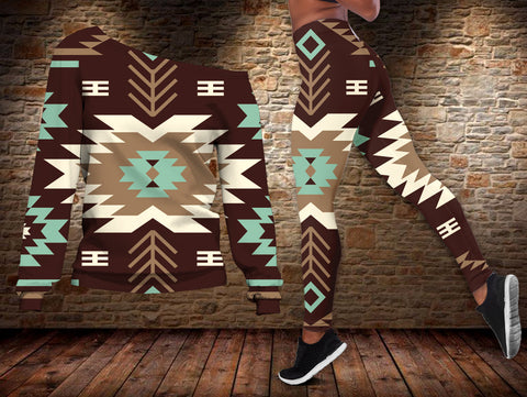 GB-NAT00737 Tribe Design Native American Off-shoulder Sweater Legging Set