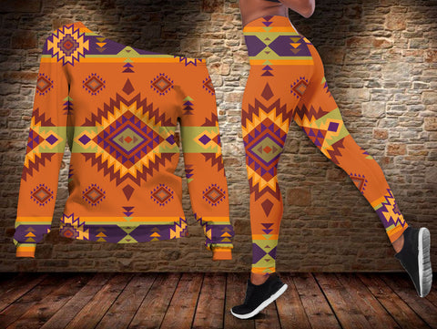 GB-NAT00738 Tribe Design Native American Off-shoulder Sweater Legging Set