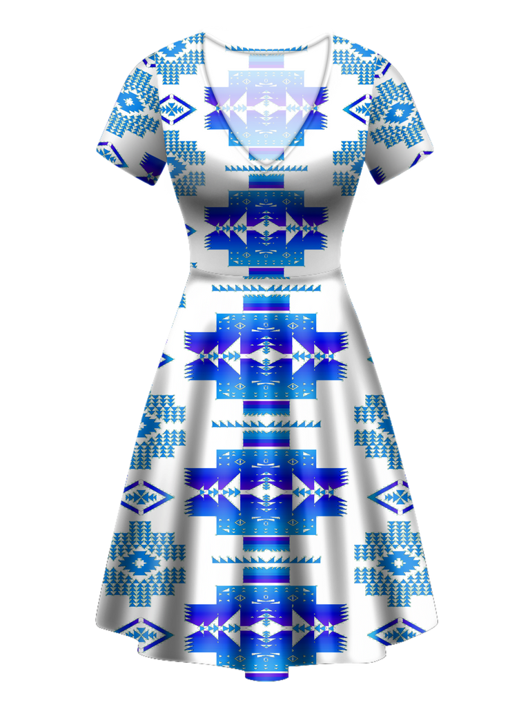 GB-NAT00720-11 Pattern Native V-Neck Dress
