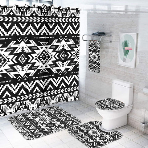 GB-NAT00441 Black Pattern Native  Bathroom Set