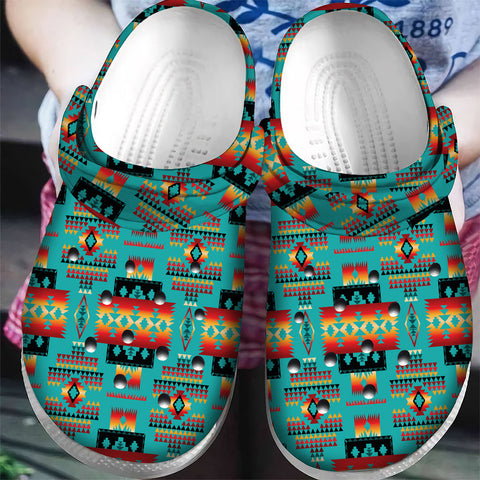 GB-NAT00046-01 Pattern Native American Crocs Clogs Shoes