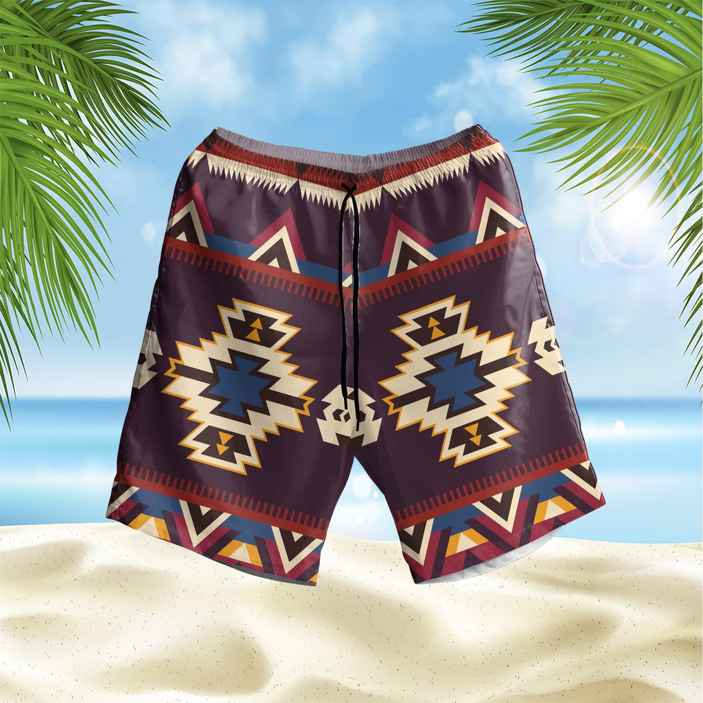 GB-NAT00736 Pattern Native Hawaiian Shorts